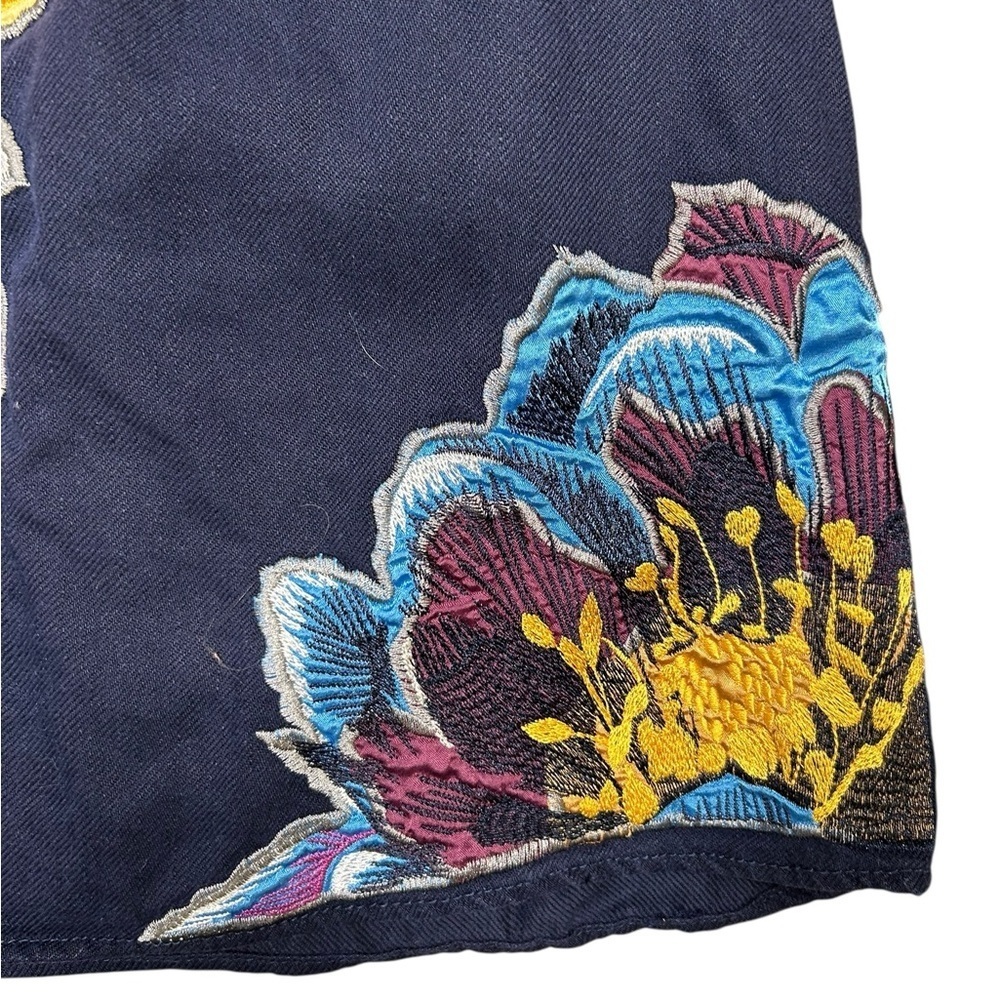Anthropologie Maeve Posie blue floral embroidered shift dress size large linen - Picture 5 of 11